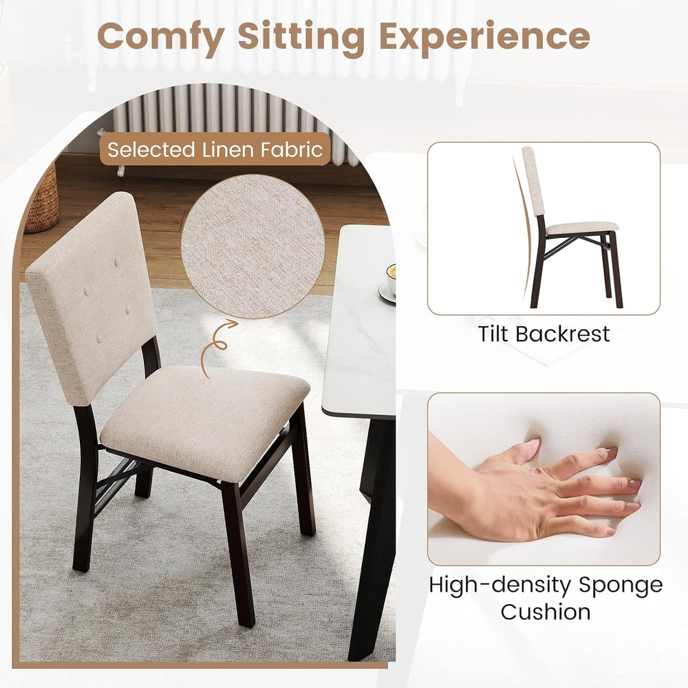 Giantex Folding Dining Chairs Set of 2, Armless Kitchen Chair w/Padded Seat &...