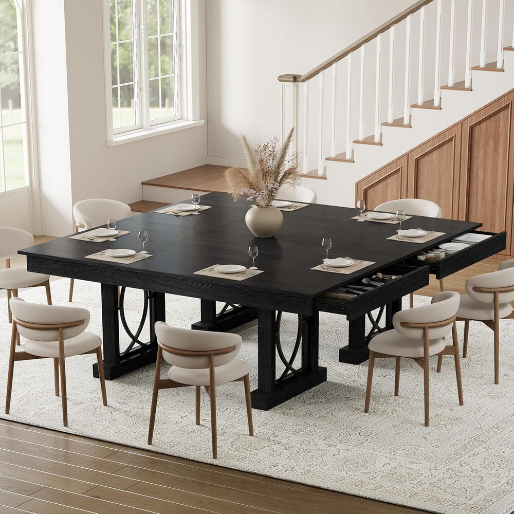 Garvee 71-Inch Dining Table for 6-8 with 2 Drawers, Large Wooden Kitchen Tabl...