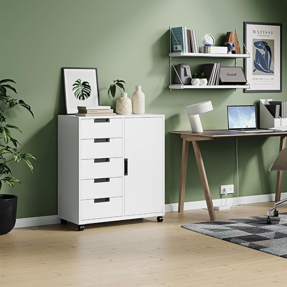 Letaya 5 Drawer Storage Cabinet, Mobile Printer Stand for Home Office,Dresser...