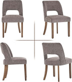 VKNOW Wooden Dining Chairs Set of 6, Modern Fabric Upholstered Dining Room Chair Kitchen Chairs, Farmhouse Dinner Chair for Kitchen Dining Room, Brown