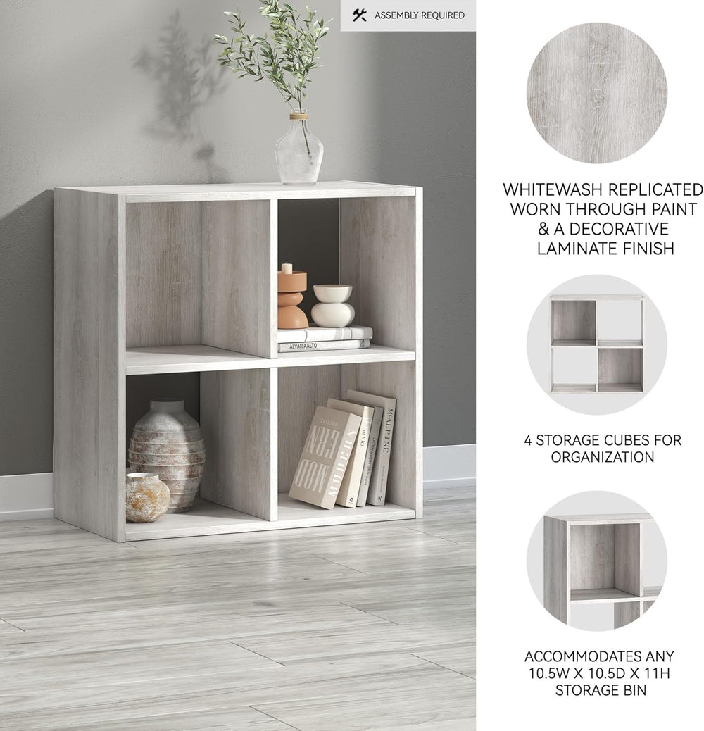 Signature Design by Ashley Paxberry Coastal 4 Cube Storage Organizer or Bookc...