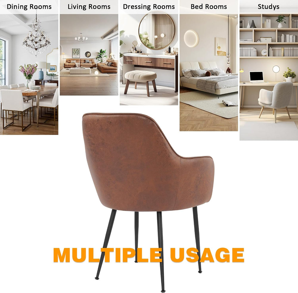 Set of 4 Dinning Chairs, Upholstered Accent Chairs with Black Finished Metal ...