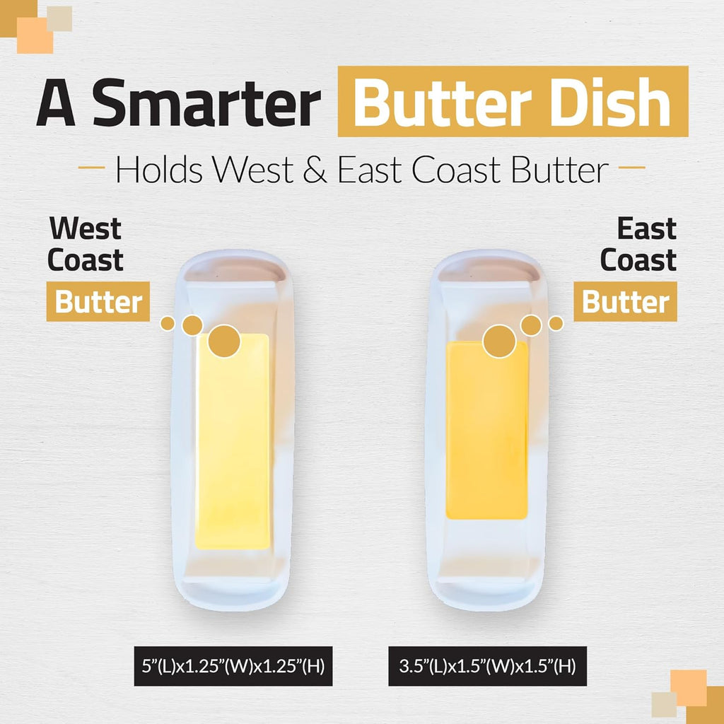 Butter Hub Butter Dish with Lid and Knife, Magnetic Butter Keeper, Easy Scoop, No Mess Lid, Plastic, Dishwasher Safe (Black)