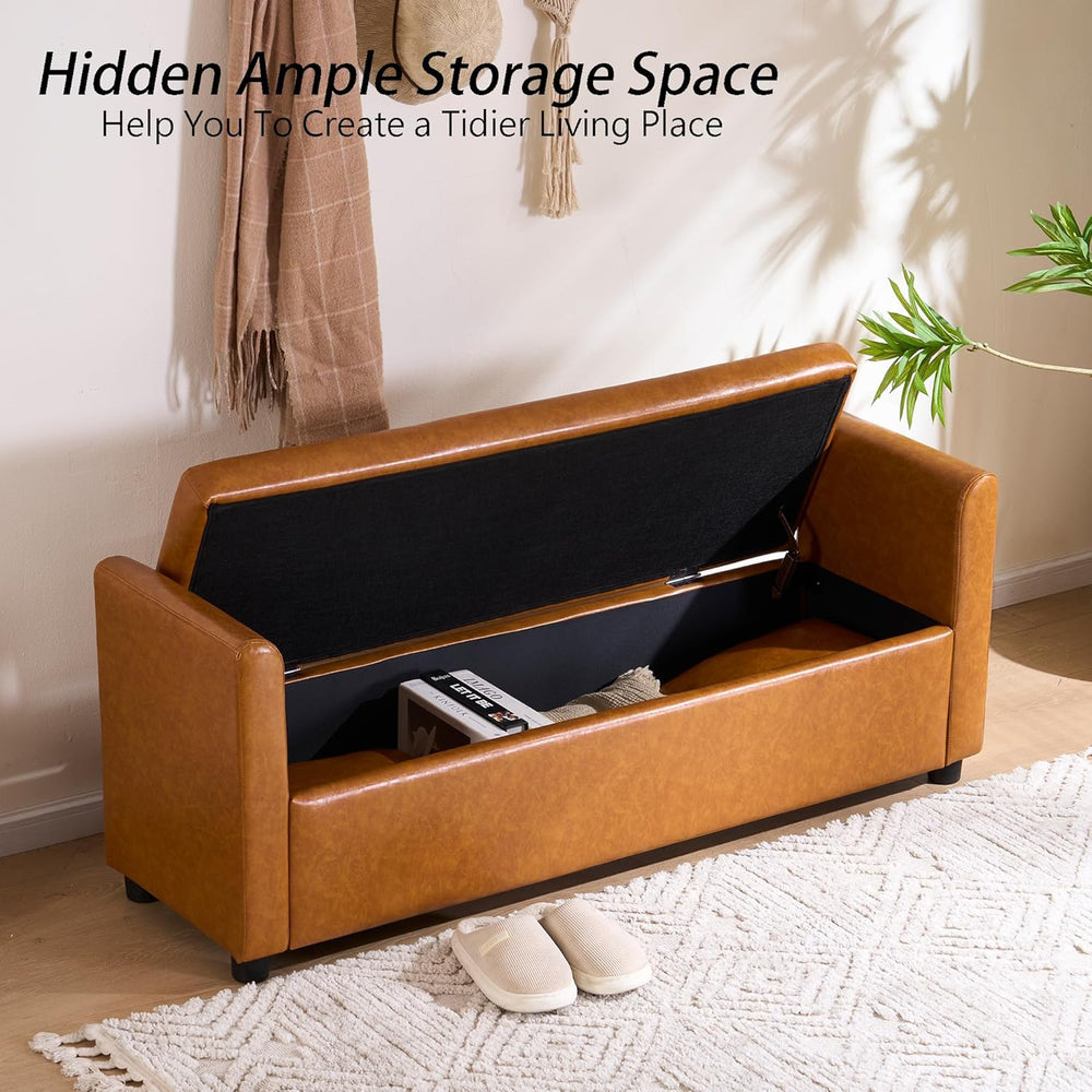 Storage Bench for Bedroom, 55" End of Bed Bench for King Size Bed, Moder...