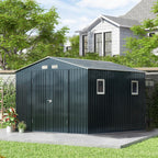Breezz Outdoor Storage Shed 10 x 10 ft. Utility Tool Shed Metal Storage Garden Shed with Lockable Doors, Windows for Patio Storage,Nightblue