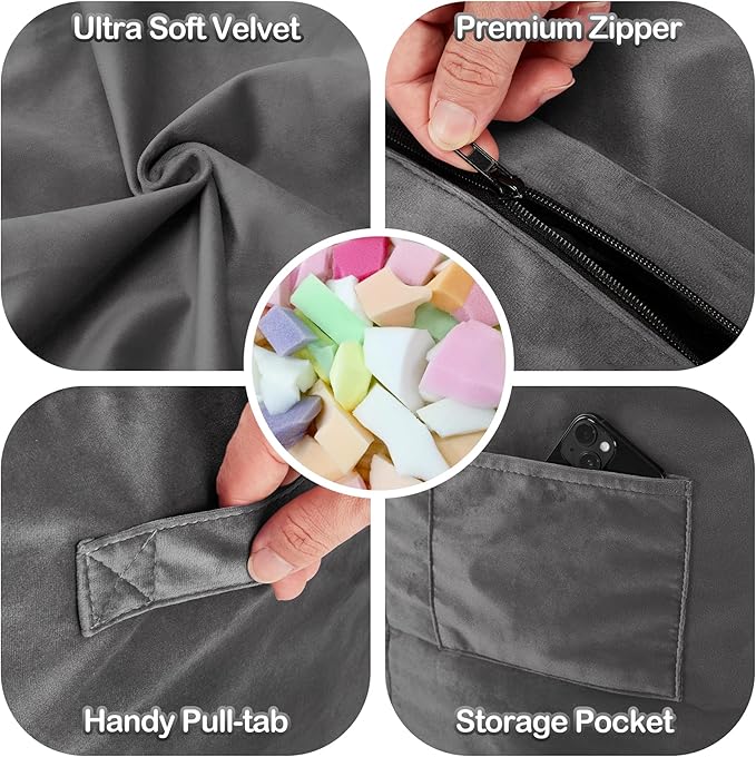 Homguava 4 FT Bean Bag Chair: 4' Bean Bags with Memory Foam Filled, Large...
