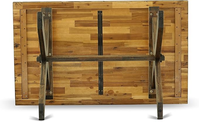 East West Furniture X777FL716-9 9 Piece Dining Table Set Includes a Rectangle Dining Room Table with X-Legs and 8 Dark Khaki Linen Fabric Parsons Chairs, 40x72 Inch, Multi-Color