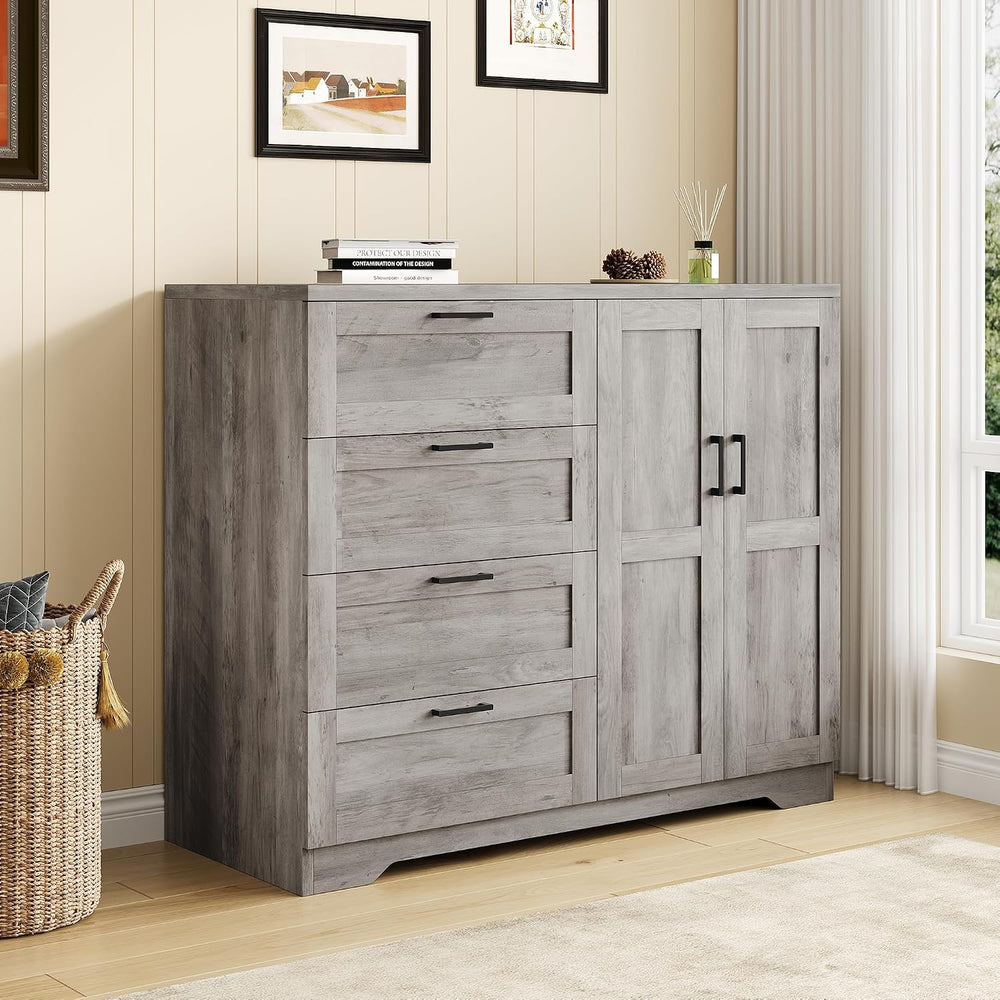 IDEALHOUSE 43.3'' H Armoire Wardrobe Closet with 4 Drawers and 2 Door...