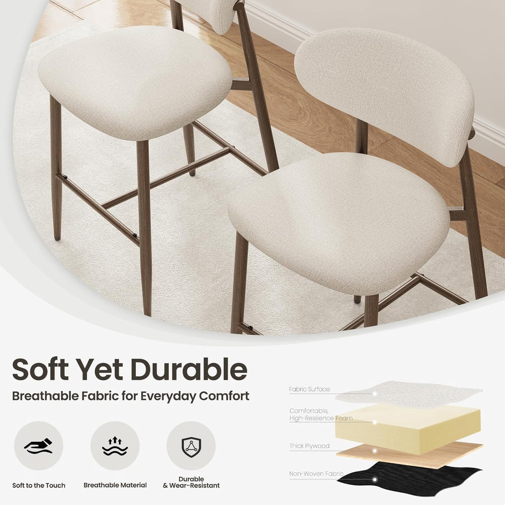 MALOL Counter Height Bar Stools with Backs Set of 2, Beige