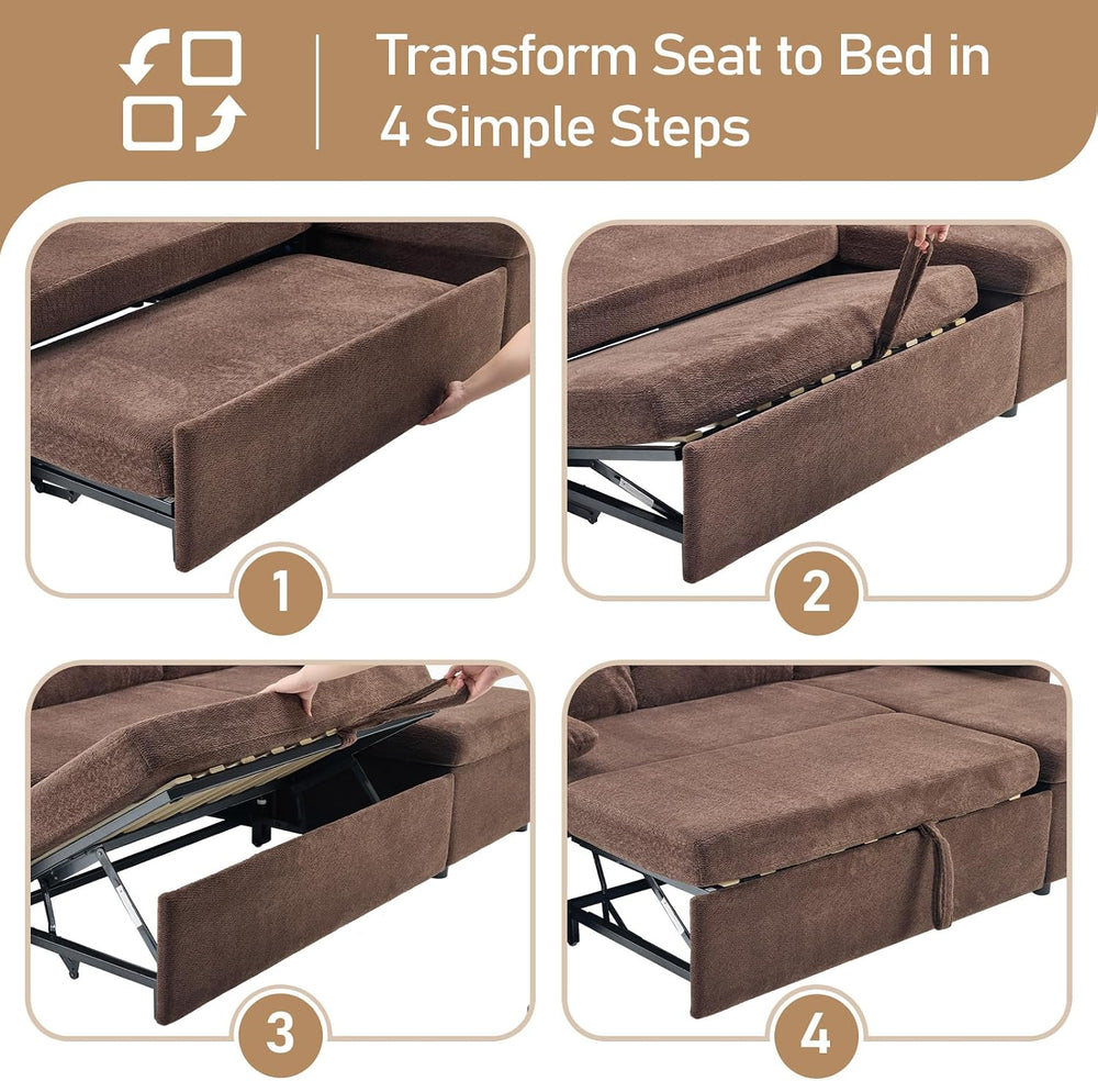 VINGLI Sectional Sleeper Sofa with Pull Out Couch Bed, 111 Inch U-Shaped Conv...