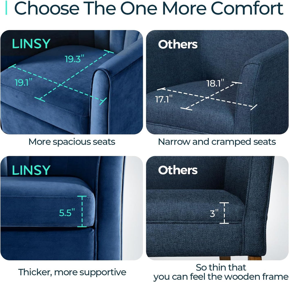 LINSY Small Swivel Accent Chair with Ottoman, Velvet Barrel Chair with Footre...