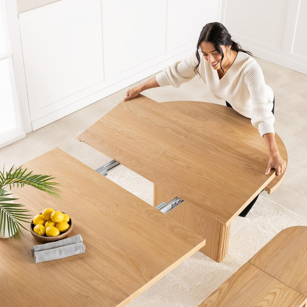 Transformer Table - Solid Wood Extendable Round Dining Table Set with 6 Chair...