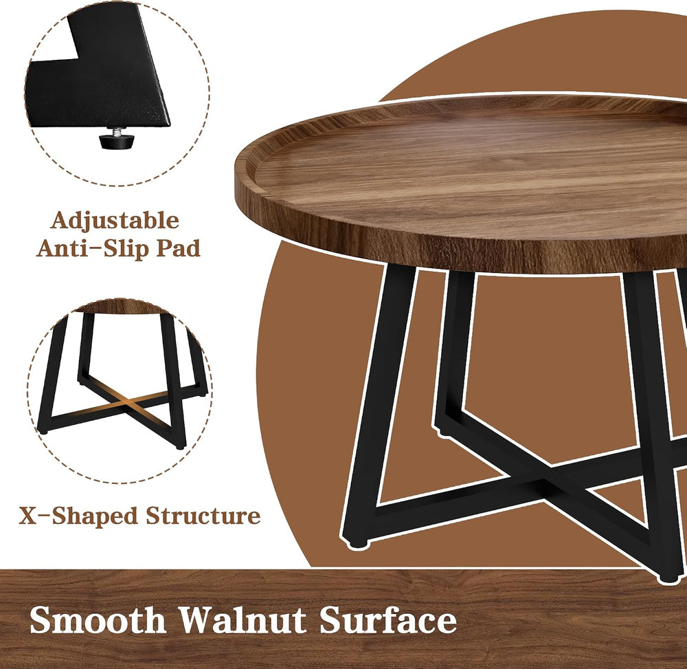 AWQM Coffee Table and End Table Sets, Round Coffee Table Set & 2 End Side...