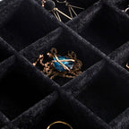 Frebeauty Velvet Jewelry Tray,24 Grid Jewelry Organizer with Clear Lid,Earring Holder Organizer with Clasp,Drawer Insert Rings Pendants Brooches,13.8 x 9.5 x 2 Inches,Gift for Women Girls(Black)