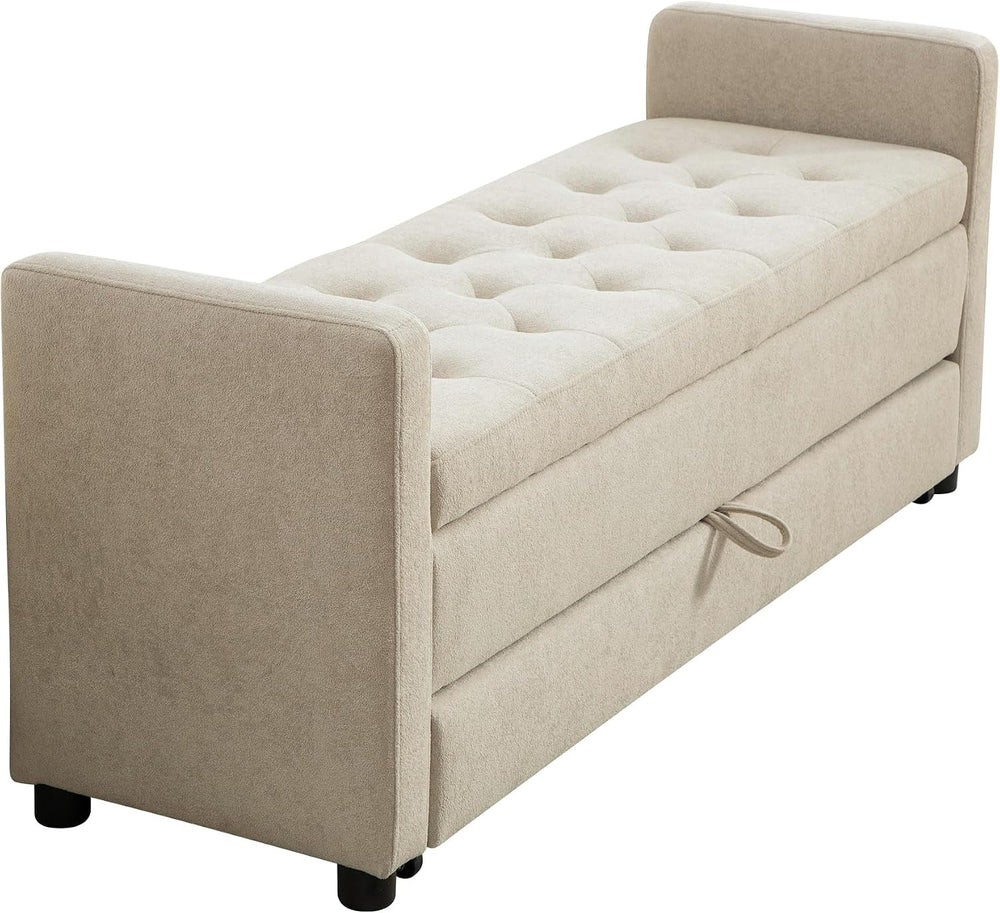 Chifee & Vingol 58.27" W Ottoman Bench with Double Storage Space, Up...
