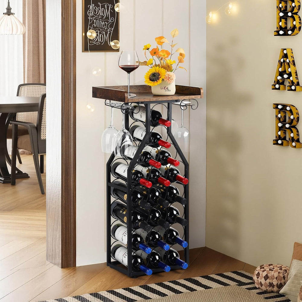 Wine Rack Freestanding Floor, Table Wine Holder Stand Mini Bar Table Floor Wi...