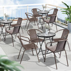 VINGLI Plastic Stackable Patio Chairs, Set of 4, Brown