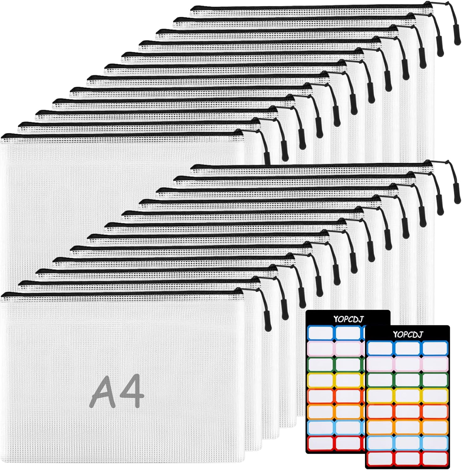 24pcs A4 Mesh Zipper Pouch File Bags, Black Reusable Zipper Bags for Organizing Storage, Waterproof Puzzle Bag, Zipper File Bags for Board Game Storage and School Office Supplies