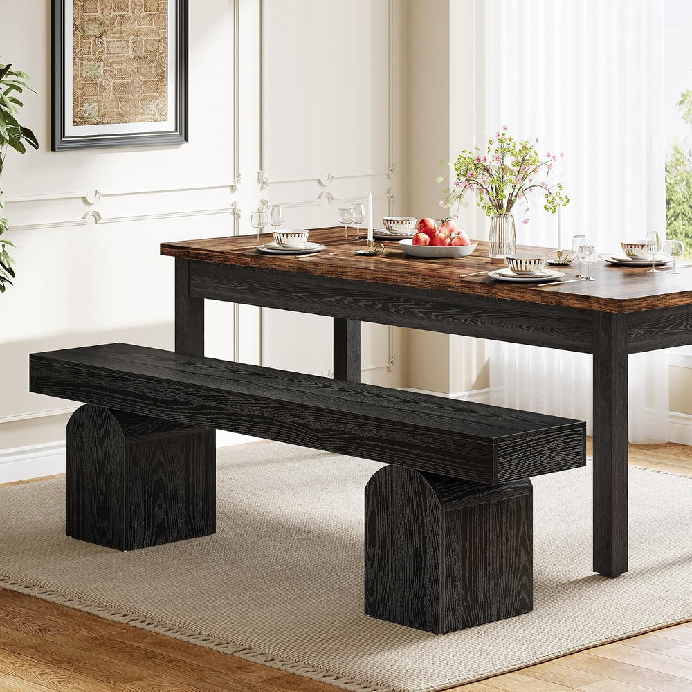 Tribesigns 59" Black Dining Bench for 2 to 3, Modern Dining Table Bench ...