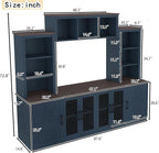 Wall Unit Entertainment Center with Charging Station and USB Charging for TVs, TV Stand with Large Storage Cabinet, Modern TV Stand Media Console with Cabinets (Blue/T)