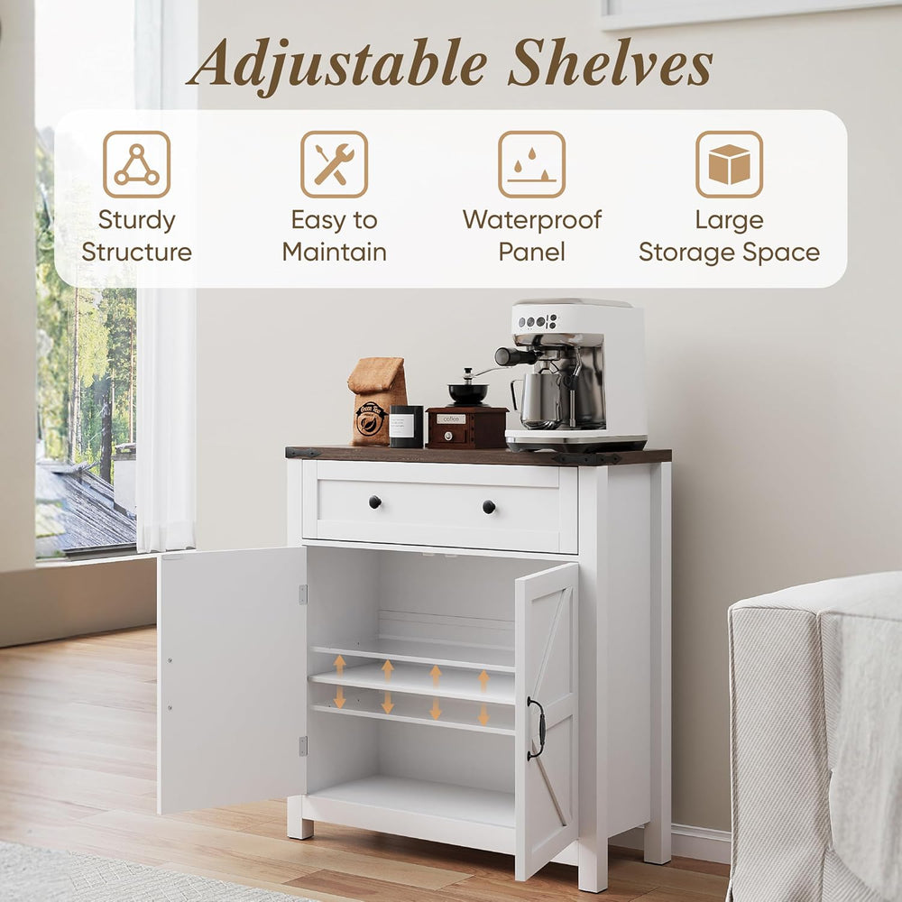 Farmhouse Sideboard Buffet Cabinet with Storage and Adjustable Shelf, Accent ...