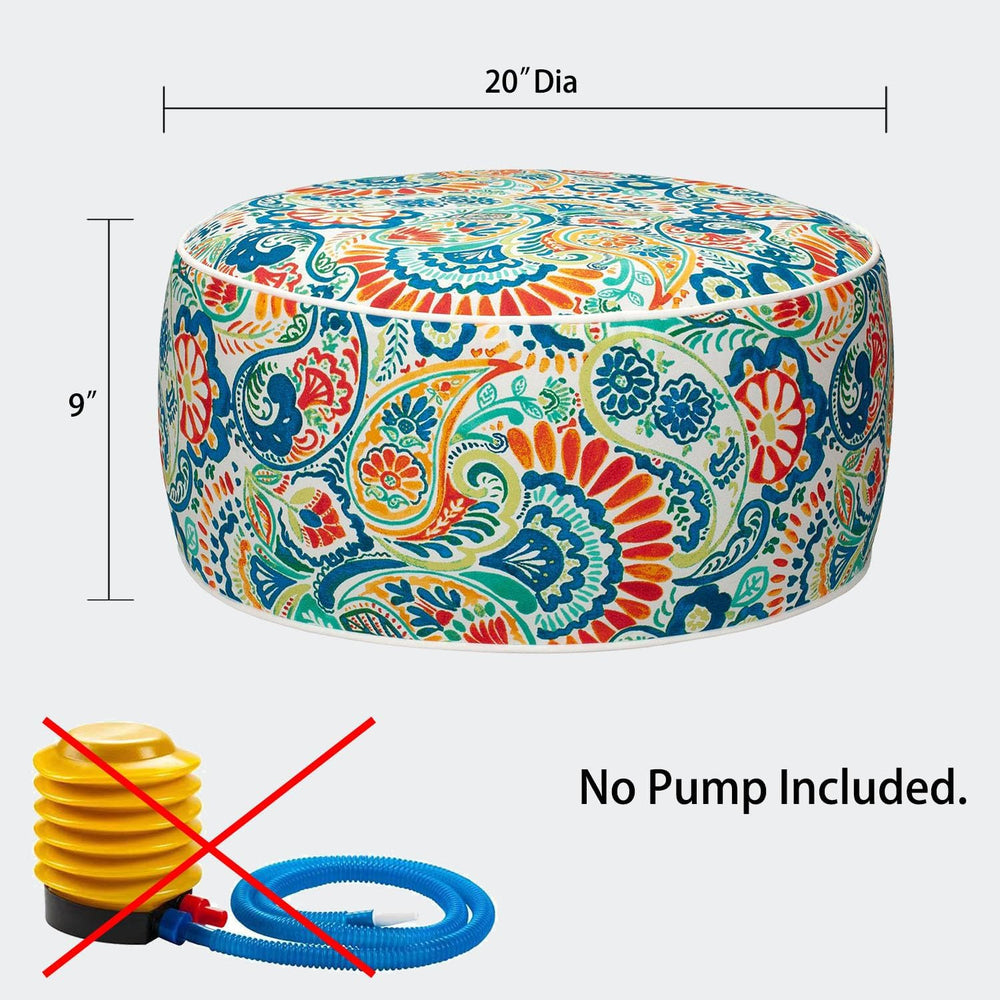 Magpie Fabrics Inflatable Stool Ottoman Pouf D20 xH9, Outdoor Round Footrest ...