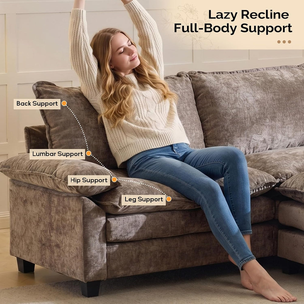 VINGLI 87" Convertible Sectional Loveseat Sofa with Deep Seat &Movab...