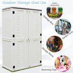 Vertical Resin Storage Shed, 52 Cubic Feet Outdoor Storage Cabinet Waterproof for Garden/Backyard/Home/Pool, Customized Shelves & Lockable(Off White)