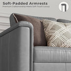 SITJOY 79" Faux Leather Modular Sectional Sofa with Storage, Mid Century Modern Sectional Couches for Living Room, 2 Seat Loveseat with Console Table, Hidden Cupholders, Gray