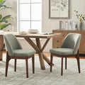 VKNOW Wooden Dining Chairs Set of 2, Upholstered Dining Room Chairs with Rubberwood Legs and Padded Seats, Kitchen Chairs for Restaurant Kitchen Living Room, Green