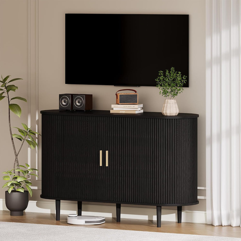 DHH 47.2" Sideboard Buffet Cabinet with Storage,Mid Century Modern Flute...