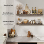 Floating Shelves Reclaimed Barnwood, 8" Deep Solid Wood Floating Shelf Wall Hanging Shelves with Invisible Heavy-Duty Metal Bracket | Wall Mounted | Farmhouse Style | 40 inches,2PCS,Grey