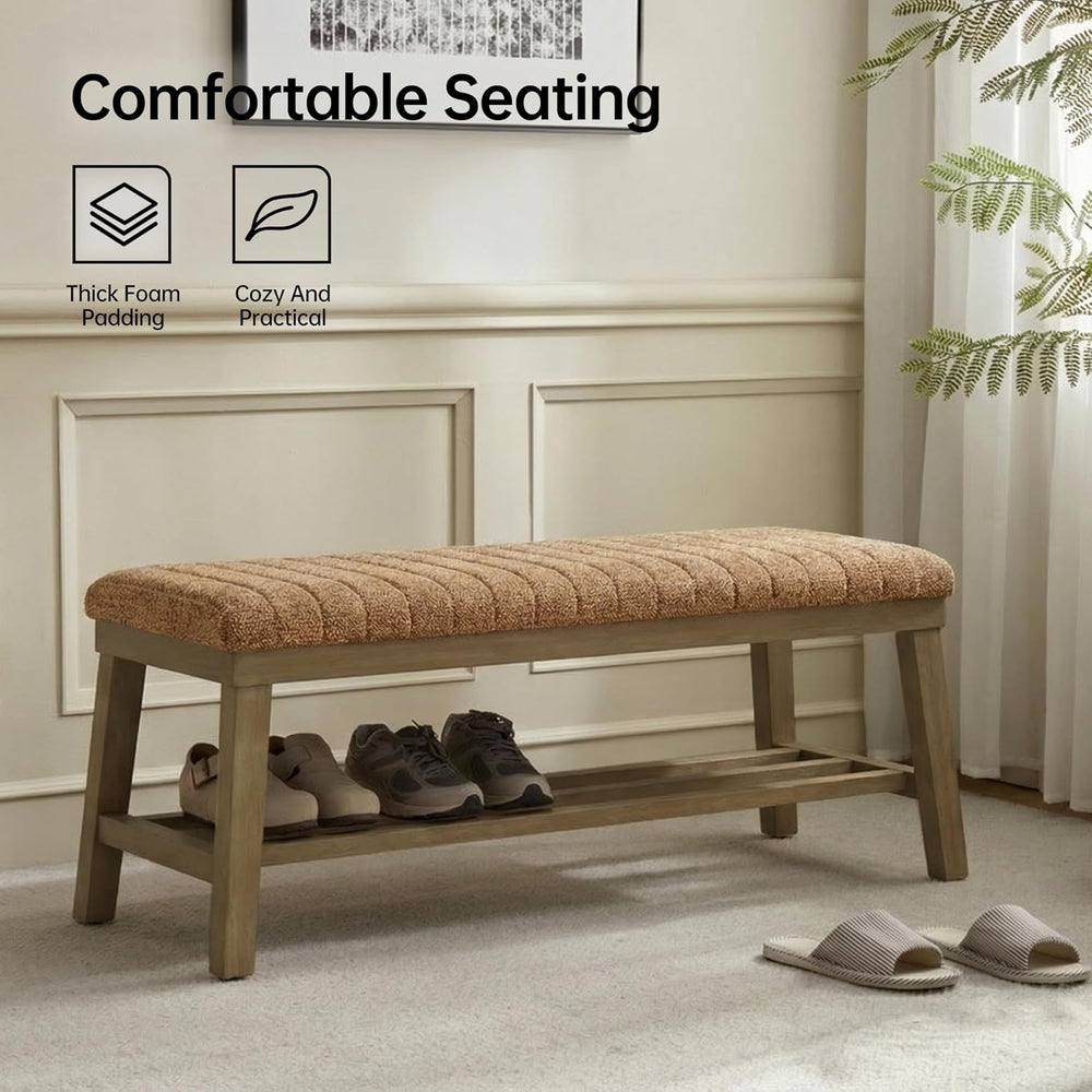 VKNOW Entryway Bench, 44.4" Upholstered Storage Shoe Bench for Entryway ...
