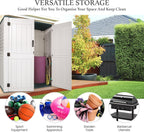 Outdoor Storage Cabinet, 52 Cu ft Resin Storage Box for Patio Garden Yard - Weatherproof Outdoor Storage Shed for Tools Pool Supplies - Lockable Vertical Storage Shed