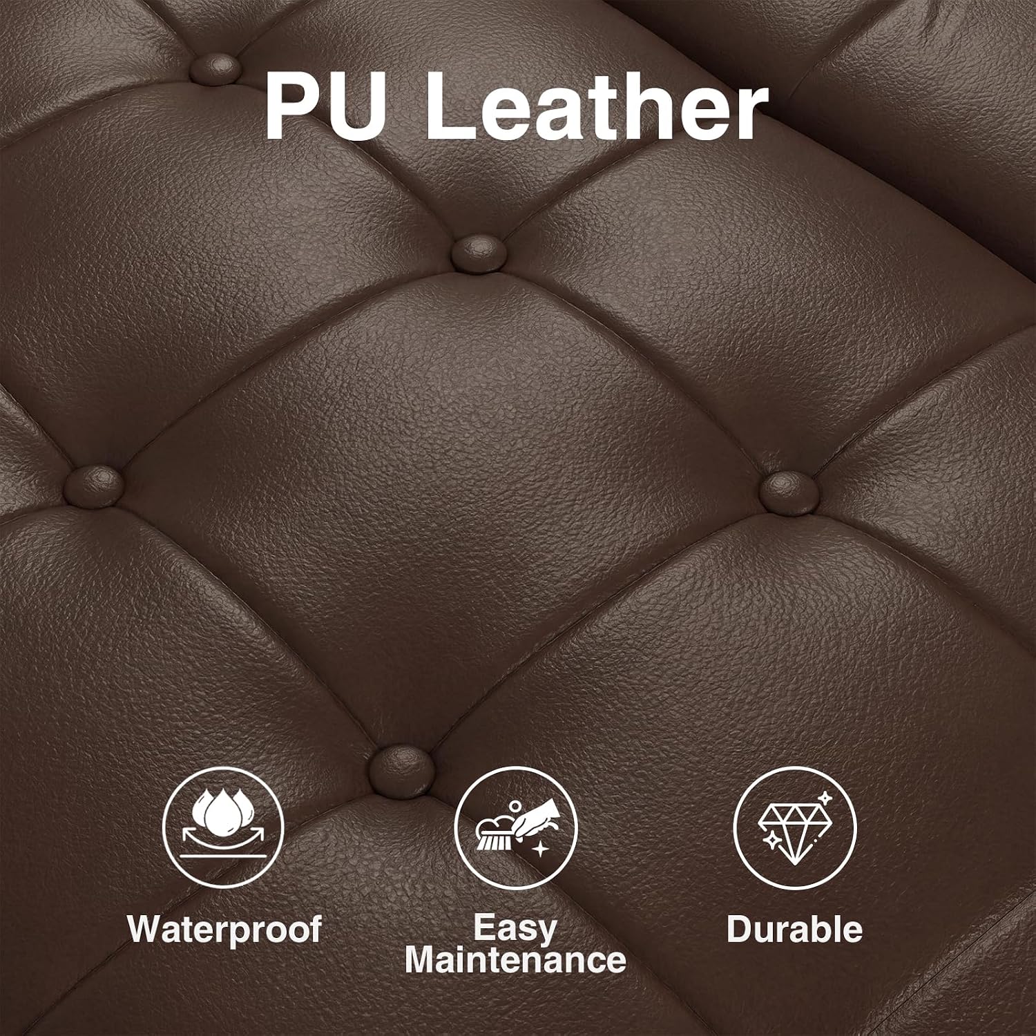 FiveWillowise 30 Inch Large Round Ottoman with Storage Circular,Chocolate | Leather Coffee Table with Lift Top,Modern Upholstered Button Tufted Footrest Stool Solid Wood Legs for Living Room,Bedroom