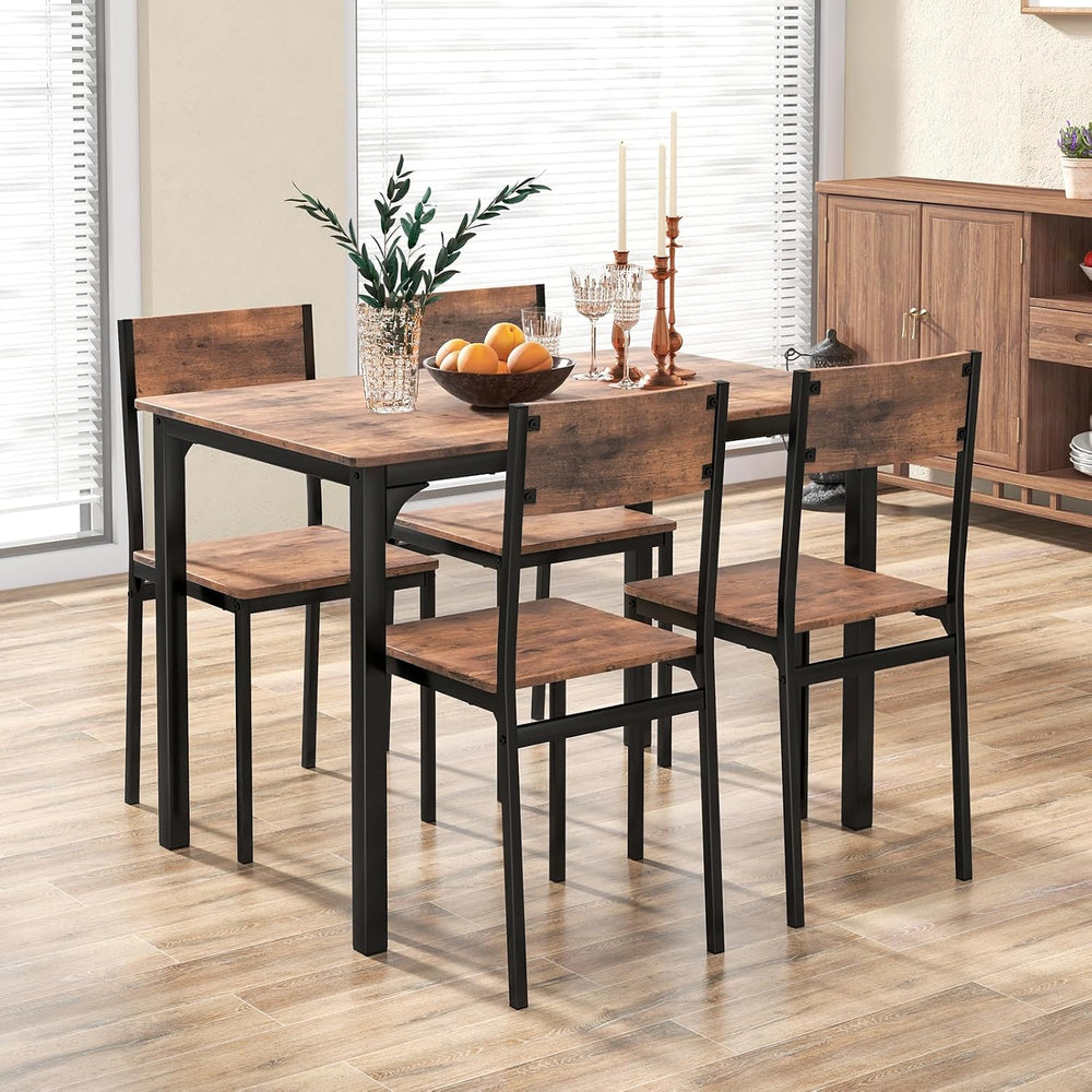 GOFLAME 5-Piece Dining Table Set, Industrial Kitchen Table and Chairs for 4 w...