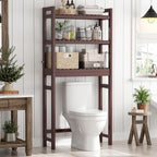 Homykic Over The Toilet Storage, Bamboo 3-Tier Over-The-Toilet Space Saver Organizer Rack, Stable Freestanding Above Toilet Stand with 3 Hooks for Bathroom, Restroom, Laundry, Espresso
