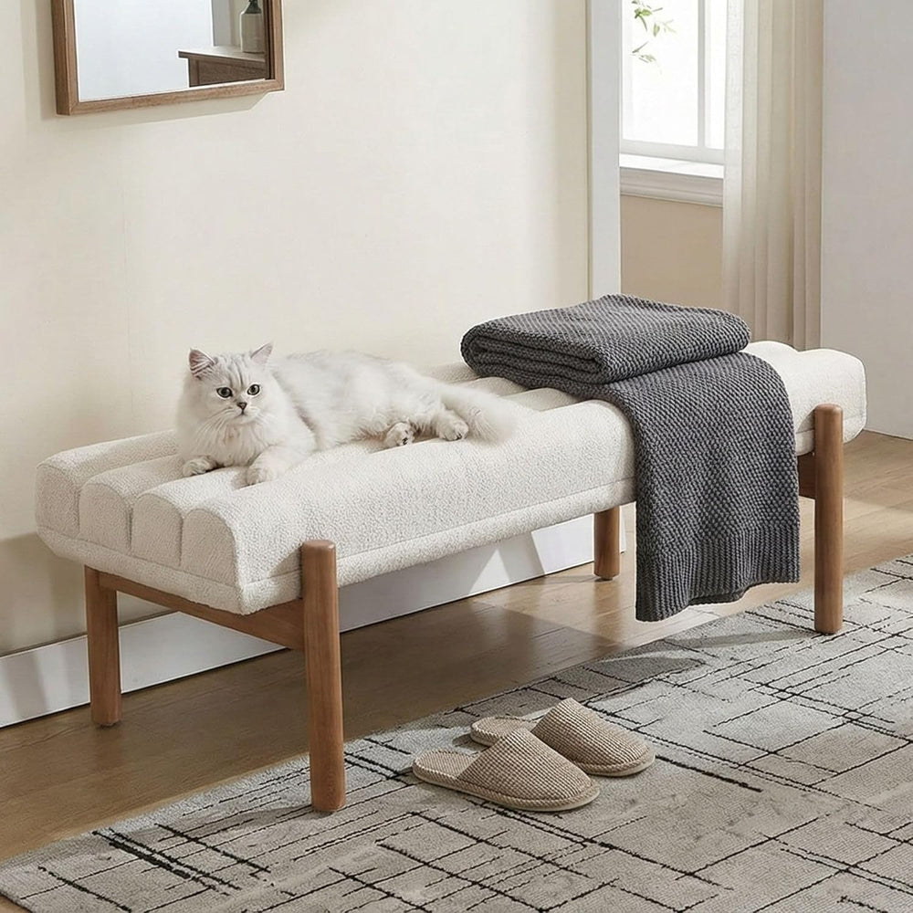 BESTANO Modern Upholstered Bedroom Bench End of Bed, Comfy Modern Entryway Be...
