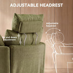 FOXHUNTER 300° Swivel Power Nursery Rocking Glider Chairs, Chenille Green | 30° Rocking Mode, USB Charging Port, Phone Holder, Adjustable Headrest, 2 Cushions, 2 Side Pockets, for Living Room Bedroom