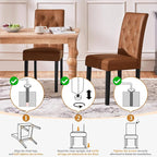 Yaheetech Dining Chairs Set of 6 Modern Style Faux Leather Dining Room Chairs with Solid Wood Legs and Button Tufted Padded for Home Kitchen, Retro Brown