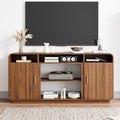 Mid Century Modern TV Stand for 65 Inch TVs, Entertainment Center with Storage Cabinets and Adjustable Shelves, Rustic Media TV Console Table for Living Room, Bedroom (Walnut)