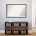 Amanti Art Grey Wall Mirror 28x40 Greywash Rectangle Bathroom Mirror for Wall Decor Living Room, Large Country Rustic Wood Frame, Hangs Horizonally and Vertically, Bathroom Decor, Beveled Edge