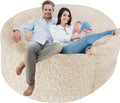 Fluffy Bean Bag Chair Cover for Adults Teens or Kids, xl Faux Fur Stuffed Animal Storage (Beige, 5 ft (Cover Only))