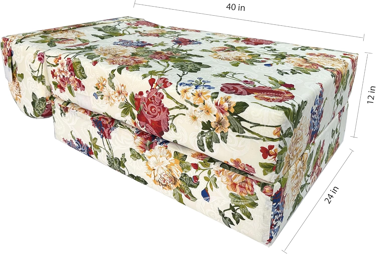 D&D Futon Furniture Sleeper Chair Folding Foam Beds, Portable Studio Guest Sofa Bed (Big Roses, 70 x 24 x 6)