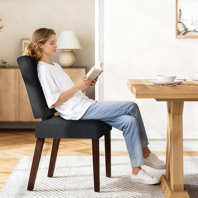Wooden Dining Chairs Set of 4, Dining Room Chairs with Wood Legs, Cloud-Like Cushion & Reinforcement Structure Design for Kitchen/Living Room/Restaurant, Easy Assembly