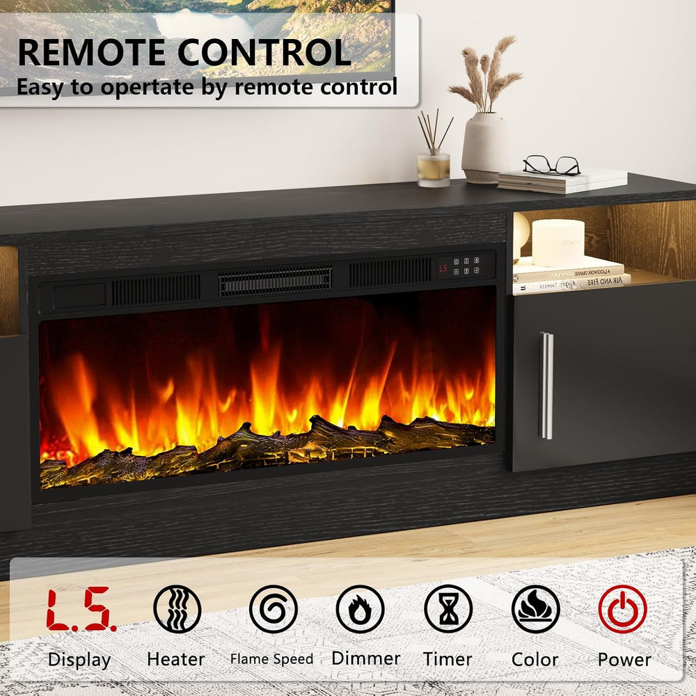 Tavata Fireplace TV Stand 70" Entertainment Center with 36" Firepla...