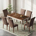 Stylish Dining Chairs Set of 6, Upholstered Parsons Dining Room Chair with Nailhead Trim, Kitchen Room Chair with Thick Cushions and Wood Legs, Nailhead Trim, Brown