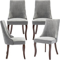 Modern Dining Chairs Set of 4, Mid Century Kitchen & Dining Room Chairs, Velvet Upholstered Kitchen Chairs with Wood Legs, Sillas de Comedor, Easy Assembly, Gray, 4 Pieces