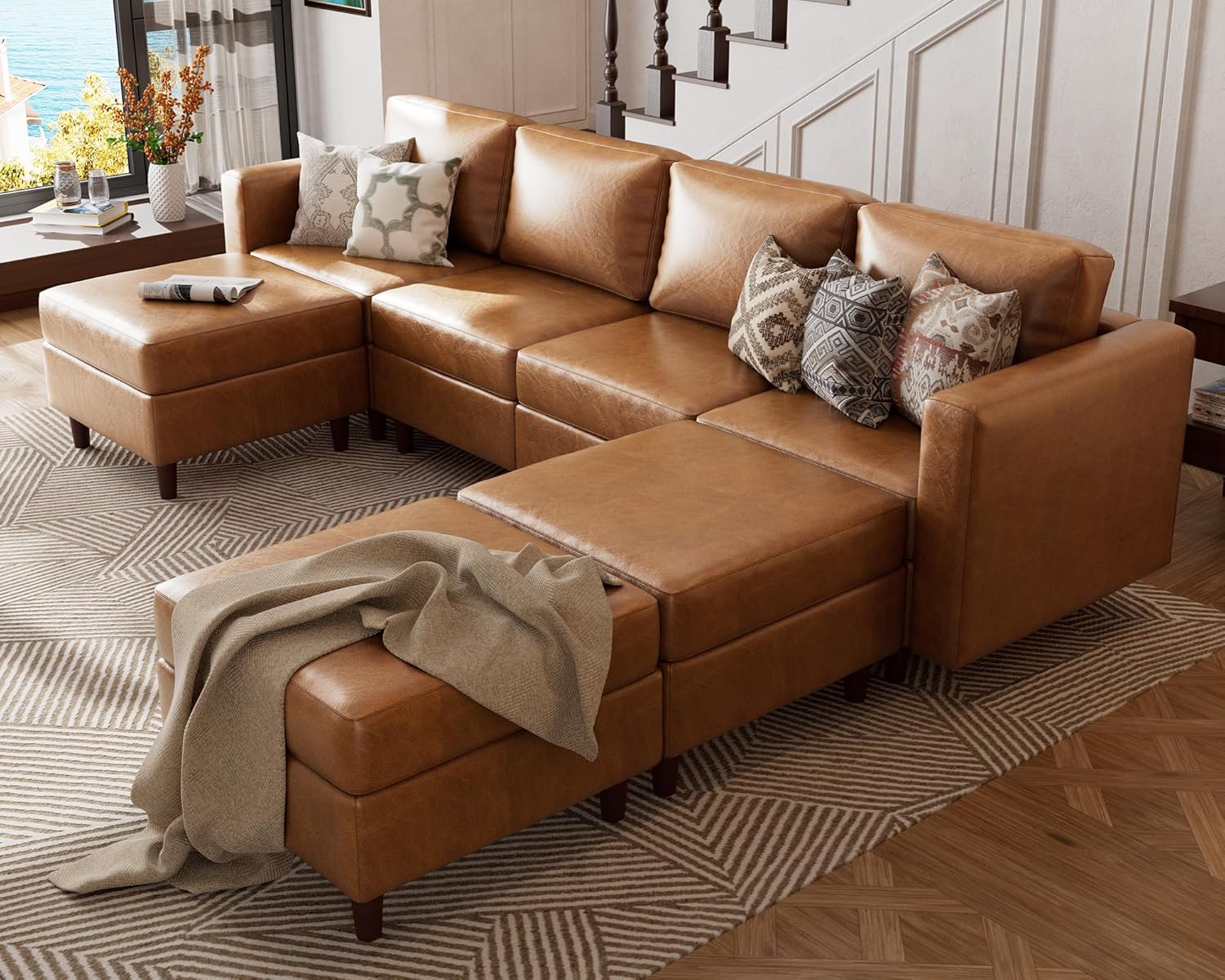 Sofa Modular Sectional Faux Leather Sectional Sofa Module Brown
