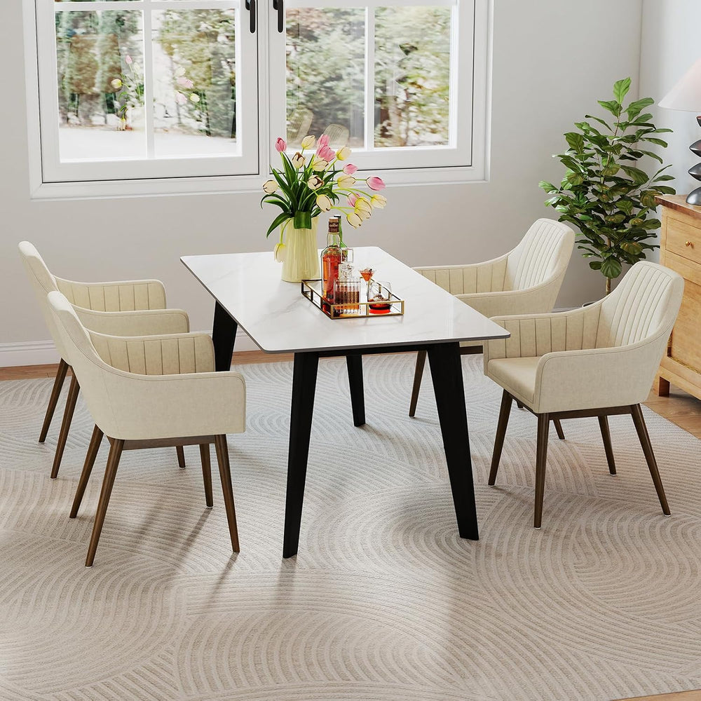 GOFLAME Upholstered Dining Chairs Set of 4, Fabric Kitchen Chairs with Rubber...